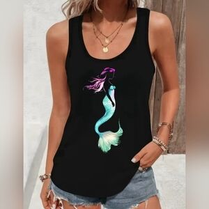 Mermaid Soft Racerback Black Tank Top